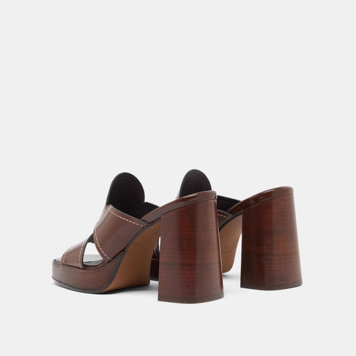 Mules &agrave; talons en cuir glac&eacute; marron | BELLE | Jonak