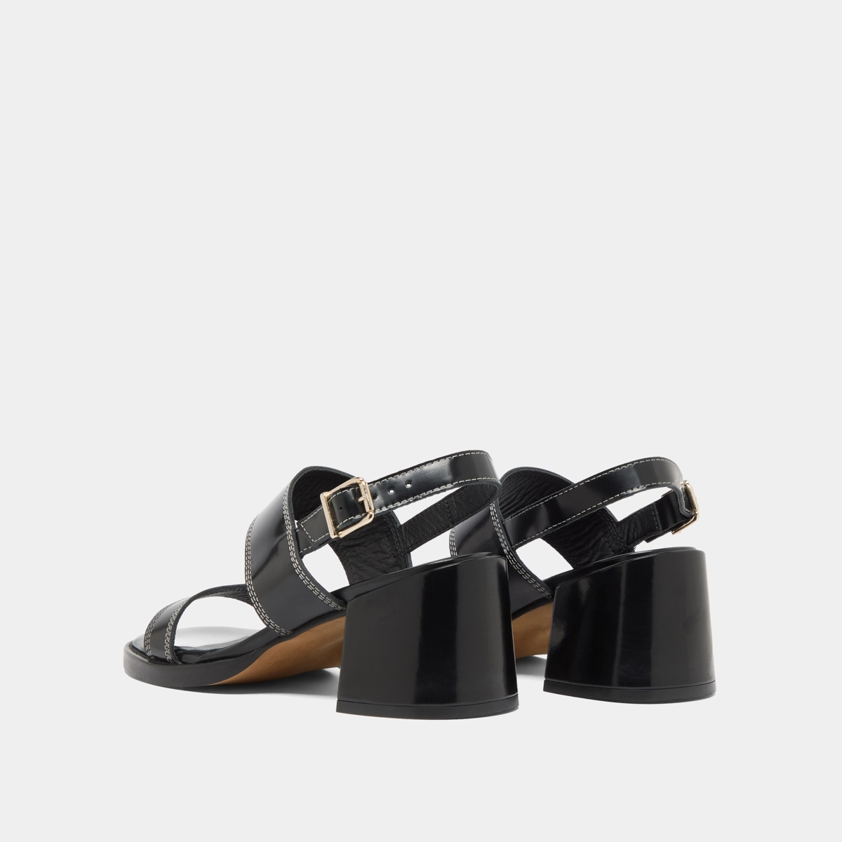 Sandales à talons en cuir glacé noir | BLONDINE | Jonak
