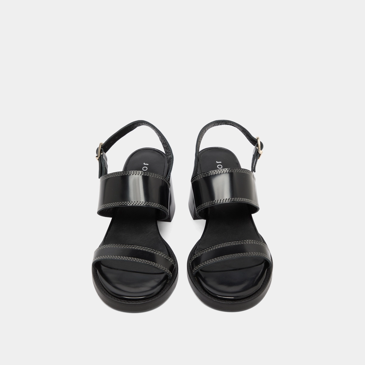 Sandales à talons en cuir glacé noir | BLONDINE | Jonak