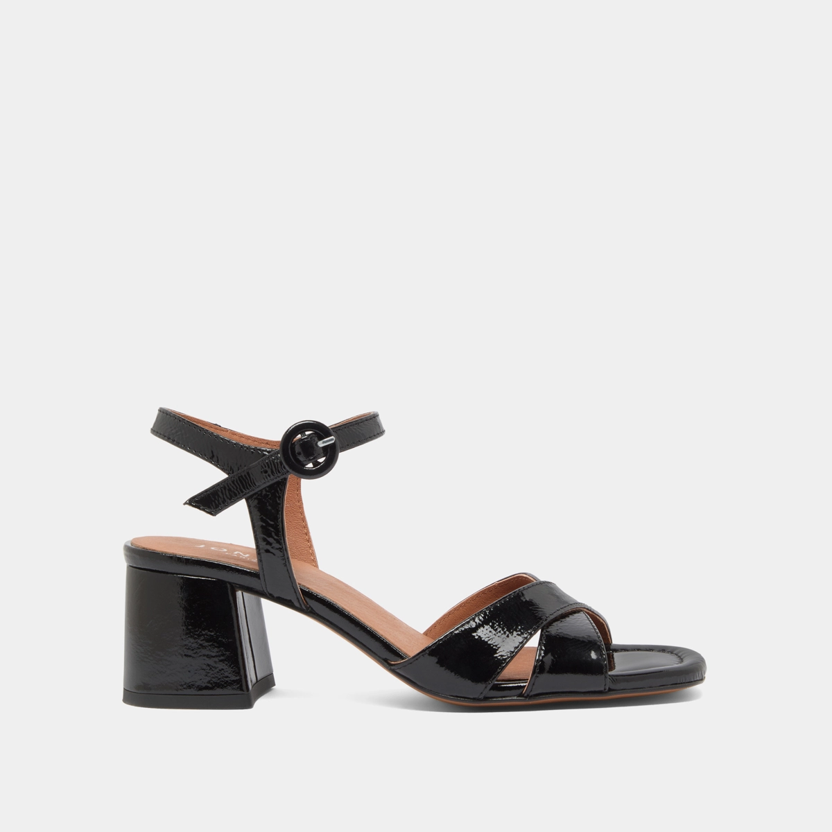 Sandales à talons en vernis plissé noir | BRIELLA | Jonak