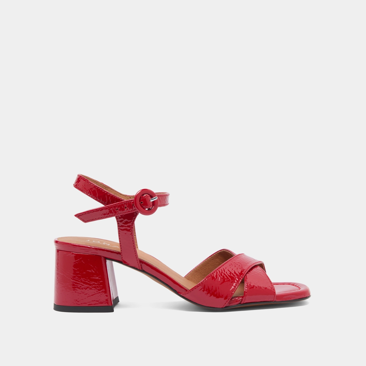 Sandales à talons en vernis plissé rouge | BRIELLA | Jonak