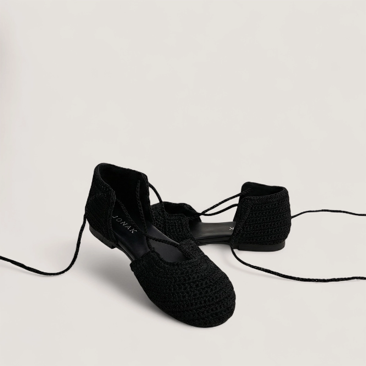 Ballerines à lacets en crochet noir | WULLY | Jonak
