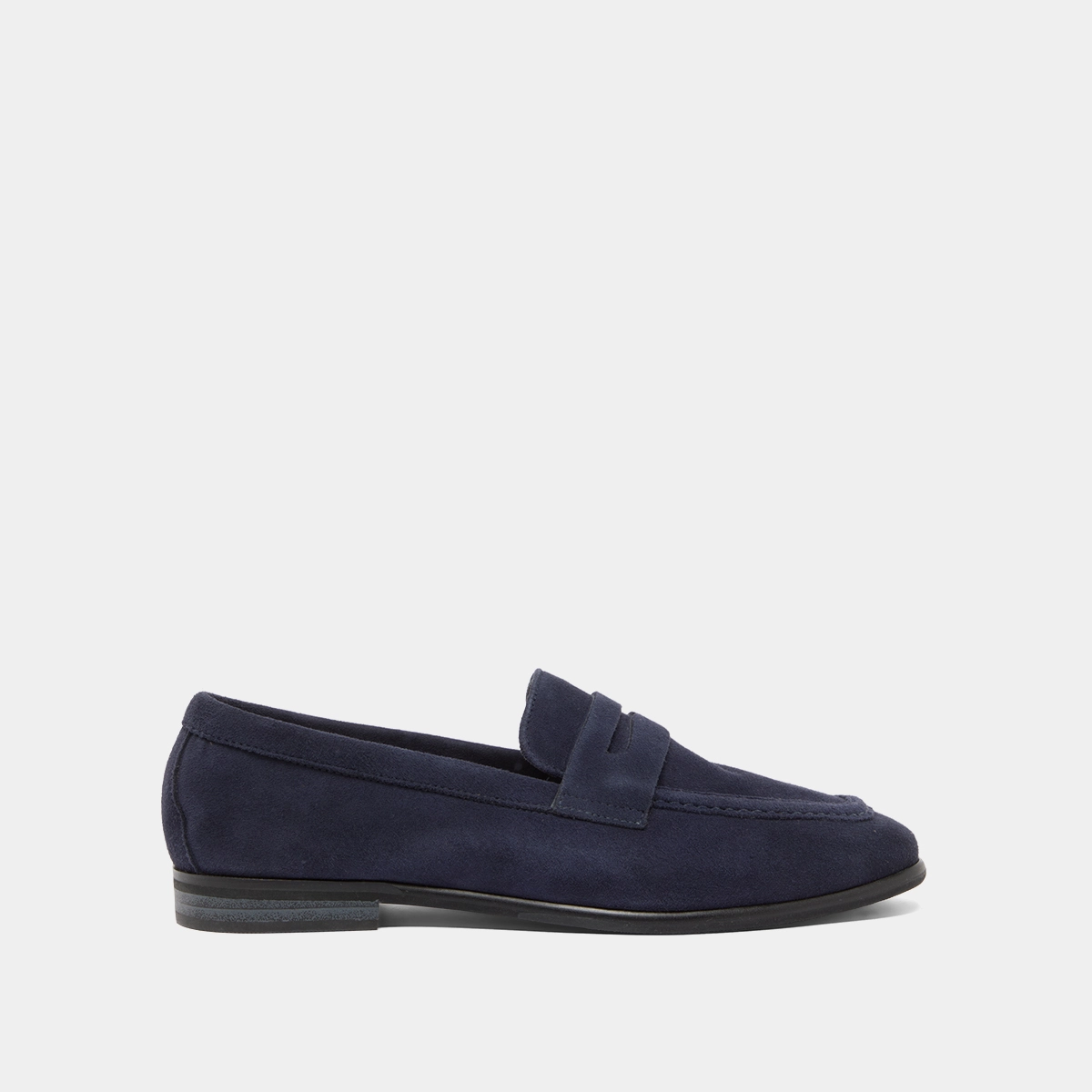 Mocassins à talons plats et bouts arrond... en velours marine | ACA | Jonak