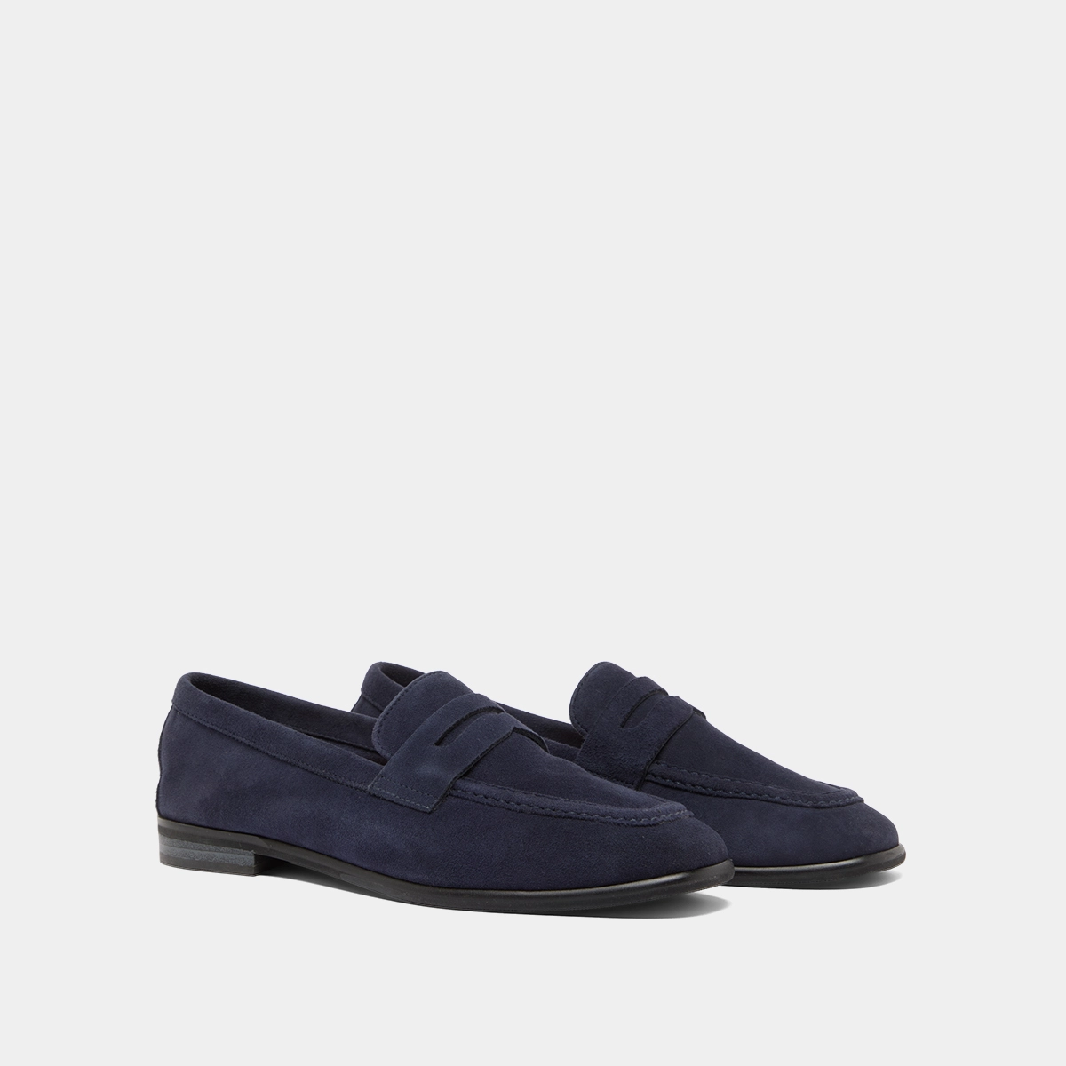 Mocassins à talons plats et bouts arrond... en velours marine | ACA | Jonak