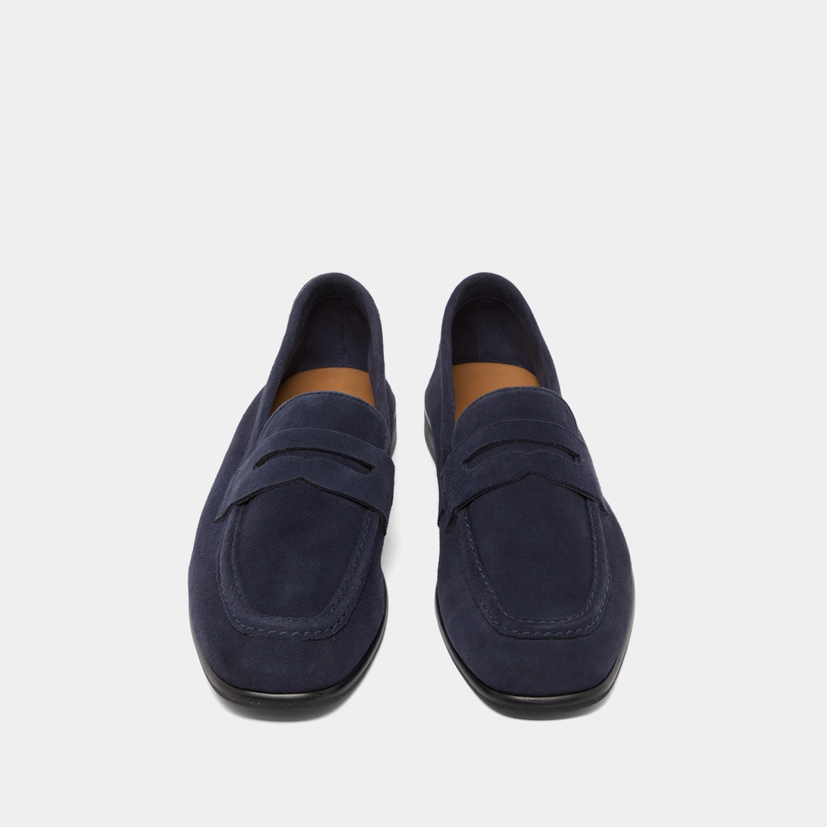 Mocassins à talons plats et bouts arrond... en velours marine | ACA | Jonak