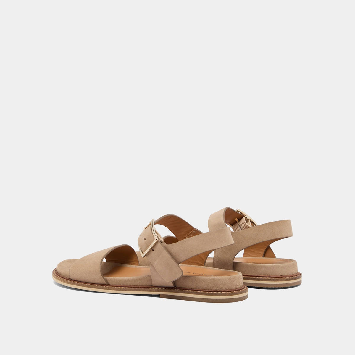 Sandales à brides et bouts ouverts en velours beige | ACCO | Jonak