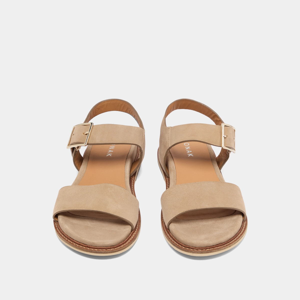 Sandales à brides et bouts ouverts en velours beige | ACCO | Jonak