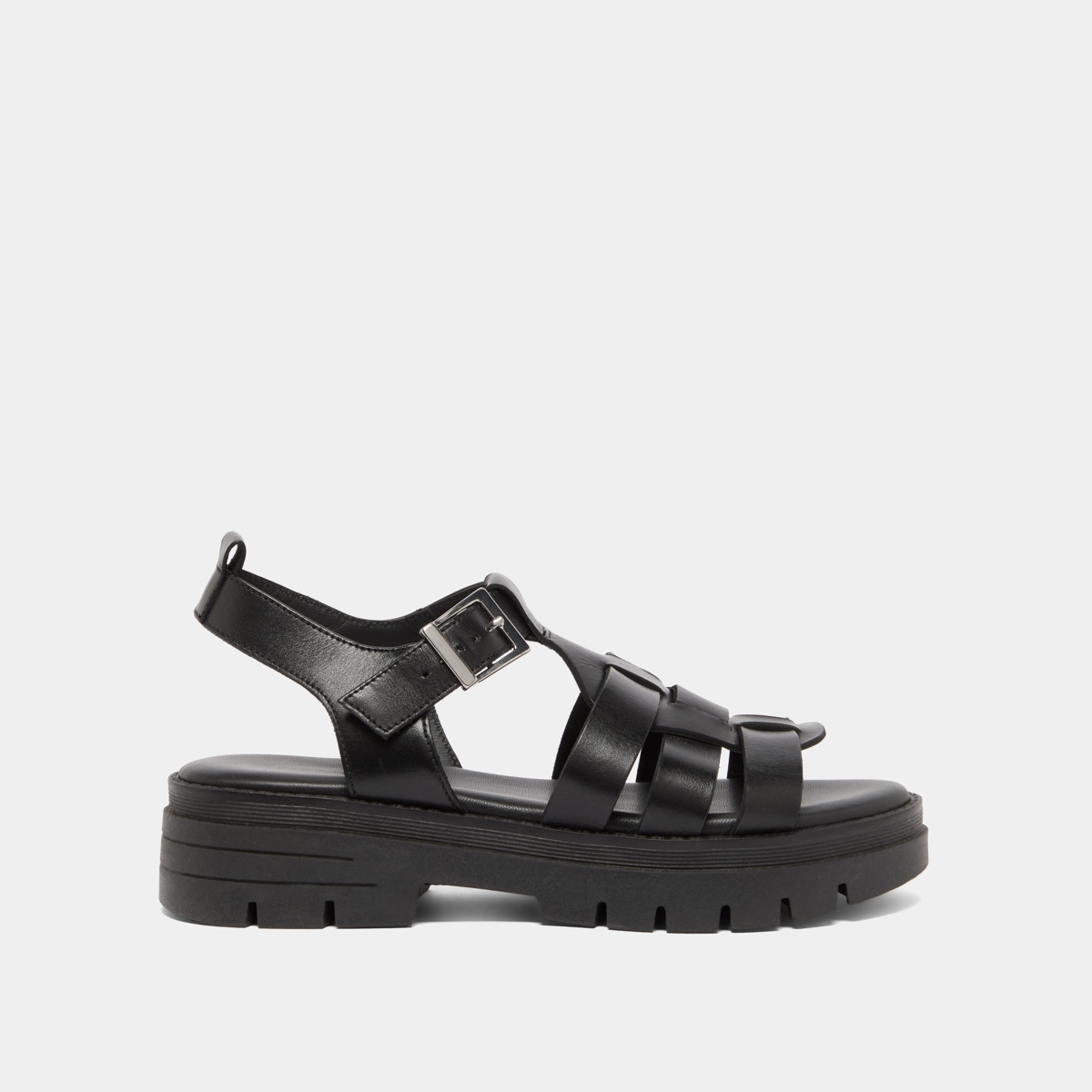 Sandales à semelles crantées en cuir noir | ANASTASIA | Jonak