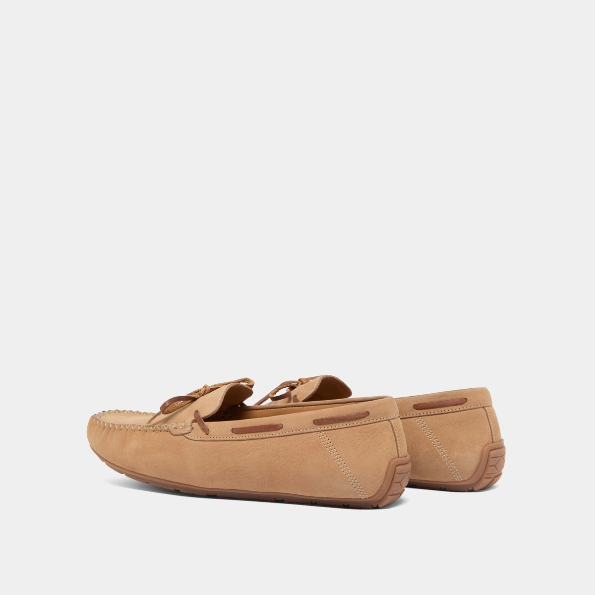 Mocassins froncés à lacets en nubuck beige et cuir cognac | ANGELIQUE | Jonak