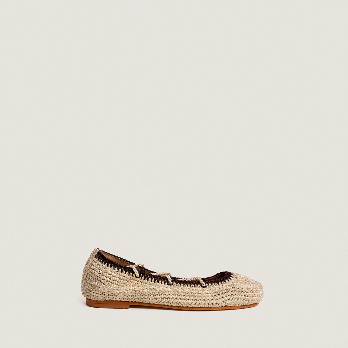 Ballerines à lacets en crochet beige et marron foncé | WETOV | Jonak