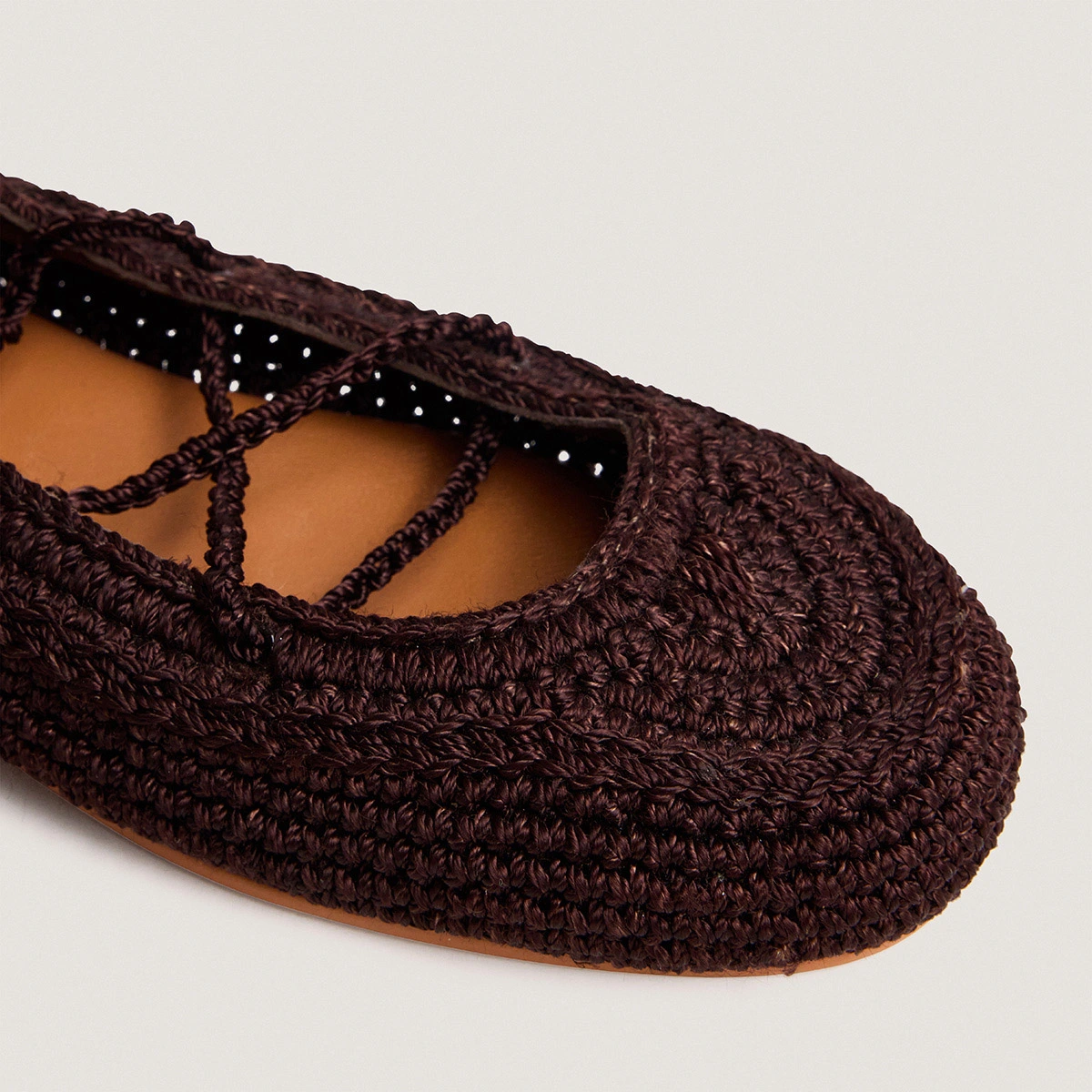 Ballerines à lacets en crochet marron foncé | WETOV | Jonak