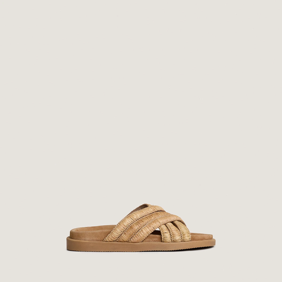 Mules à brides superposées en raphia beige | WONG | Jonak
