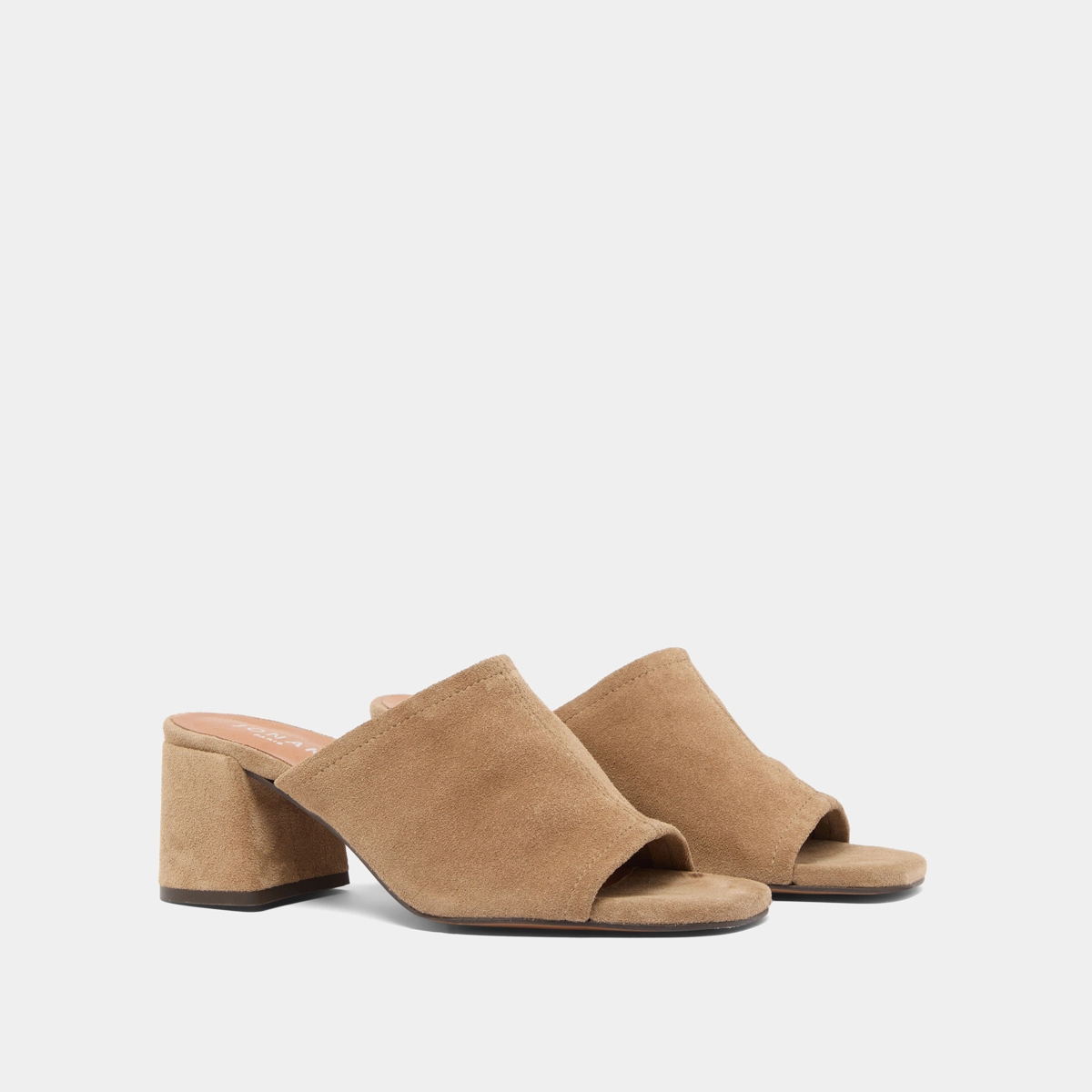 Mules à talons et bouts ouverts en croûte taupe | BUTTERFLY | Jonak
