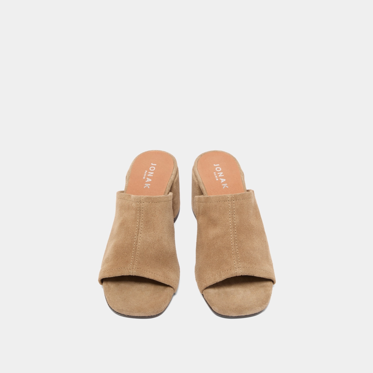 Mules à talons et bouts ouverts en croûte taupe | BUTTERFLY | Jonak