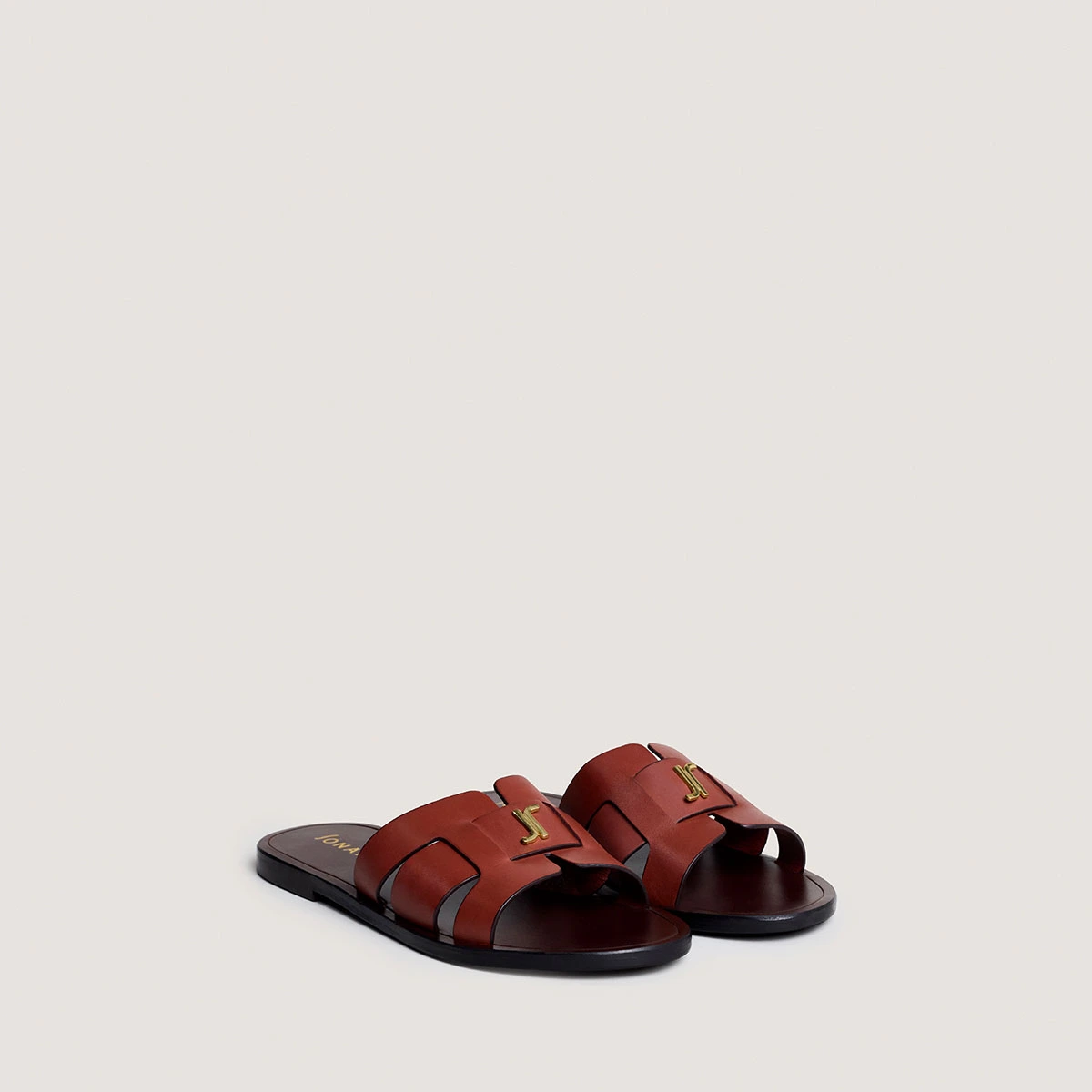 sandales à monogrammes en cuir cognac | WEIL | Jonak