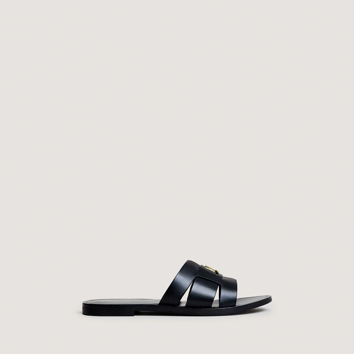 Sandales &agrave; monogrammes en cuir noir | WEIL | Jonak