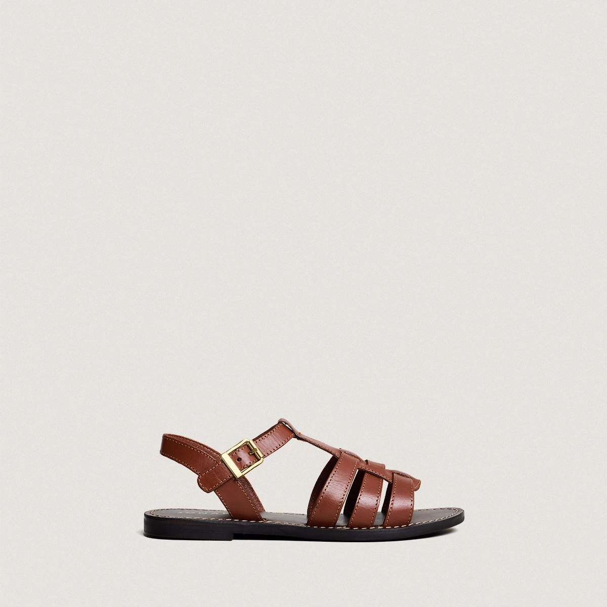 Sandales &agrave; boucles ajustables et surpiq&ucirc;... en cuir cognac | WIM | Jonak