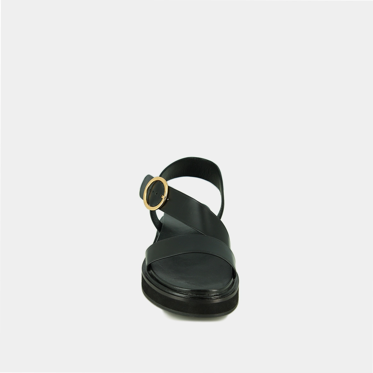 Sandales &agrave; brides larges en cuir noir | WASH | Jonak