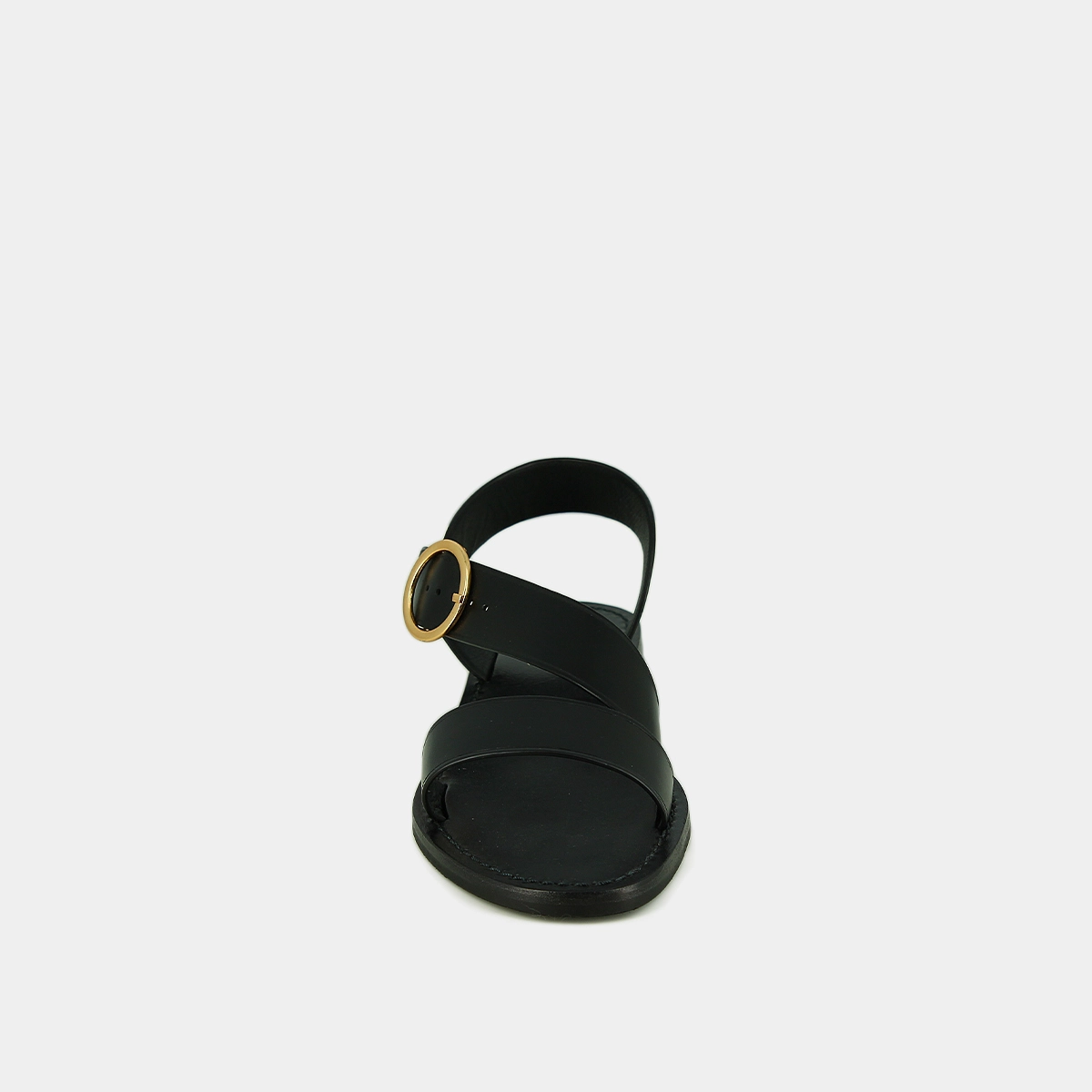 Sandales à brides larges et boucles ajus... en cuir noir | WELBI | Jonak