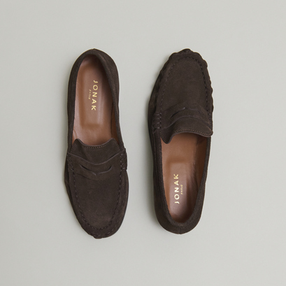 Mocassins à bouts ronds en croute marron foncé | DELICE | Jonak