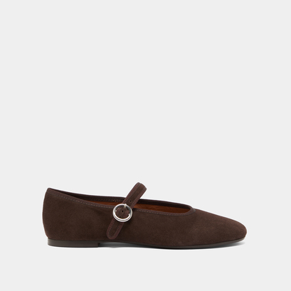Ballerines à brides et boucles ajustantes en velours marron foncé | DEESSE | Jonak