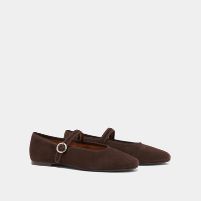Ballerines à brides et boucles ajustantes en velours marron foncé | DEESSE | Jonak