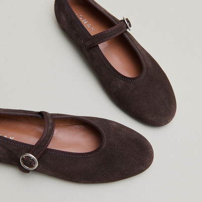 Ballerines à brides et boucles ajustantes en velours marron foncé | DEESSE | Jonak