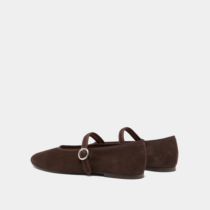Ballerines à brides et boucles ajustantes en velours marron foncé | DEESSE | Jonak
