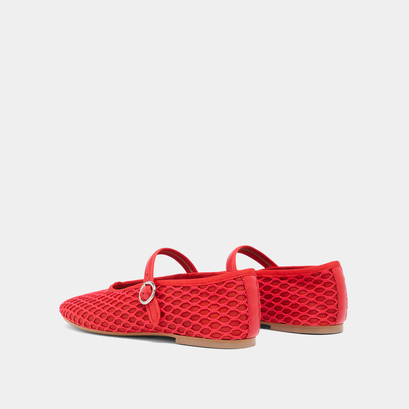 Ballerines à brides et boucles ajustables en mesh rouge et cuir rouge vif | DEESSE | Jonak