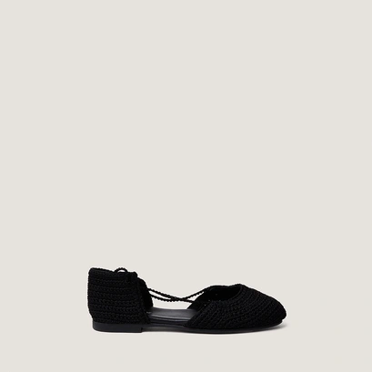 Ballerines &agrave; lacets en crochet noir | WULLY | Jonak