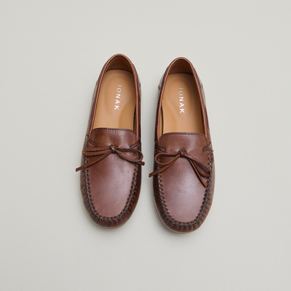 Mocassins froncés à lacets en cuir cognac | ANGELIQUE | Jonak