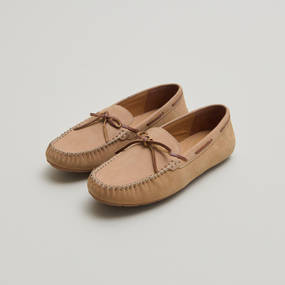 Mocassins froncés à lacets en nubuck beige et cuir cognac | ANGELIQUE | Jonak