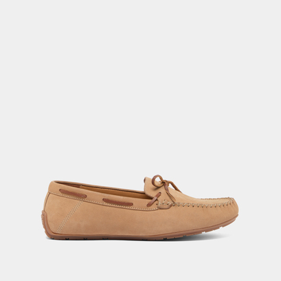 Mocassins froncés à lacets en nubuck beige et cuir cognac | ANGELIQUE | Jonak