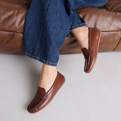 Mocassins froncés en cuir cognac | ANTONIA | Jonak