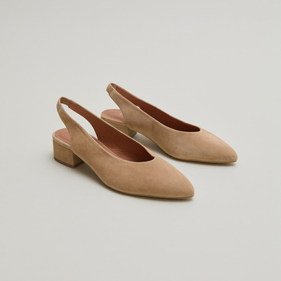 Ballerines à bouts arrières ouverts en velours camel | VINCE | Jonak