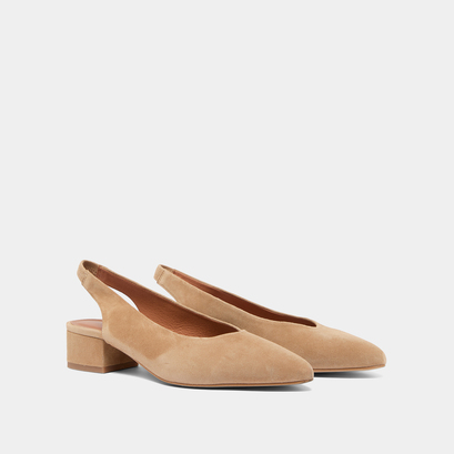 Ballerines à bouts arrières ouverts en velours camel | VINCE | Jonak