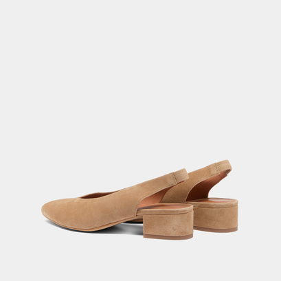 Ballerines à bouts arrières ouverts en velours camel | VINCE | Jonak