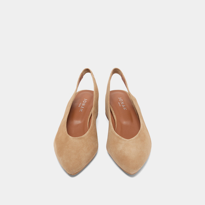Ballerines à bouts arrières ouverts en velours camel | VINCE | Jonak