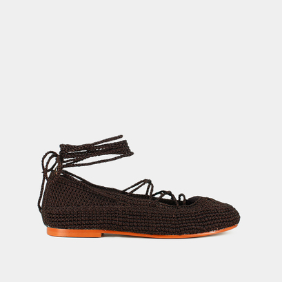 Ballerines à lacets en crochet marron foncé | WETOV | Jonak