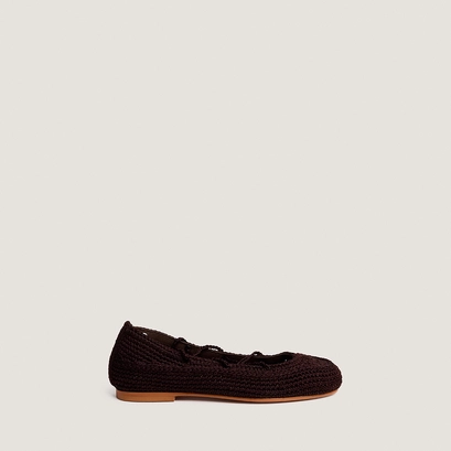 Ballerines &agrave; lacets en crochet marron fonc&eacute; | WETOV | Jonak