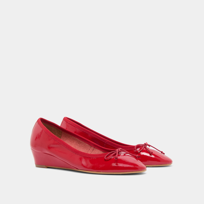 Ballerines compensées en vernis plissé rouge | AIRELLE | Jonak