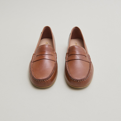 Mocassins à surpiqûres cognac
