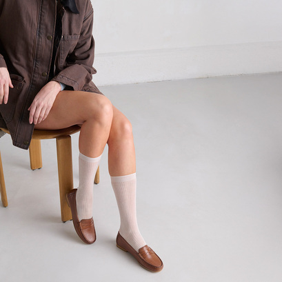 Mocassins à surpiqûres en cuir cognac | GREG | Jonak
