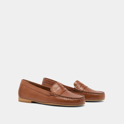 Mocassins à surpiqûres en cuir cognac | GREG | Jonak