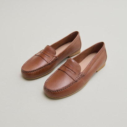 Mocassins à surpiqûres en cuir cognac | GREG | Jonak
