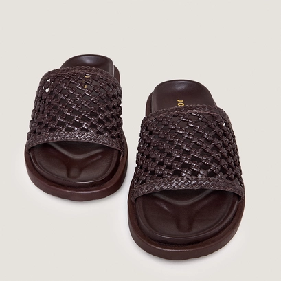 Mules ajour&eacute;es en cuir marron fonc&eacute; | WOZART | Jonak