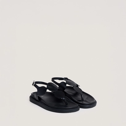 Sandales &agrave; brides ajustantes en cuir noir | WIND