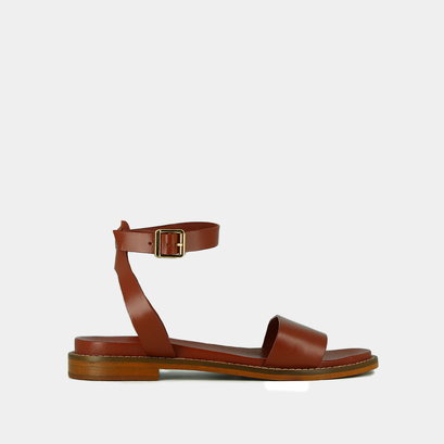 Sandales à brides et boucles ajustables en cuir cognac | WIK | Jonak