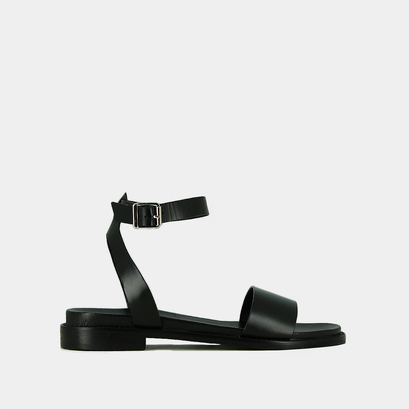 Sandales à brides et boucles ajustables en cuir noir | WIK | Jonak