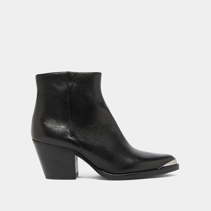 Bottines à bouts argentés en cuir noir | REBOOT | Jonak